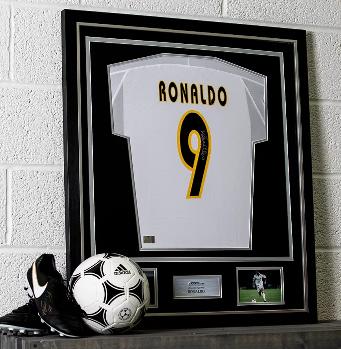 Ronaldo Back Signed Real Madrid 2003-04 Home Shirt In Classic Frame