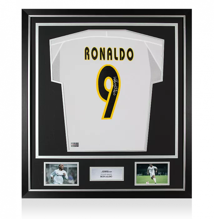 Ronaldo Back Signed Real Madrid 2003-04 Home Shirt In Classic Frame