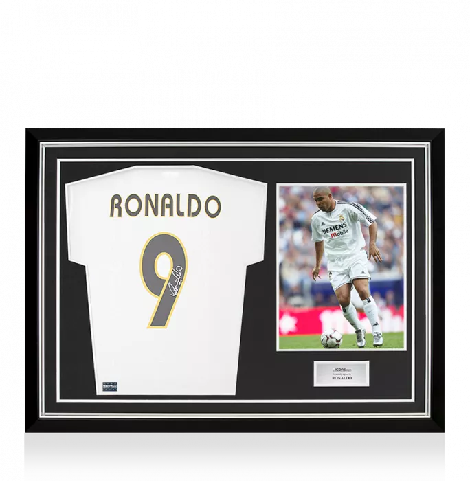 Ronaldo Back Signed Real Madrid CF Modern Home Shirt In Hero Frame: Option 1