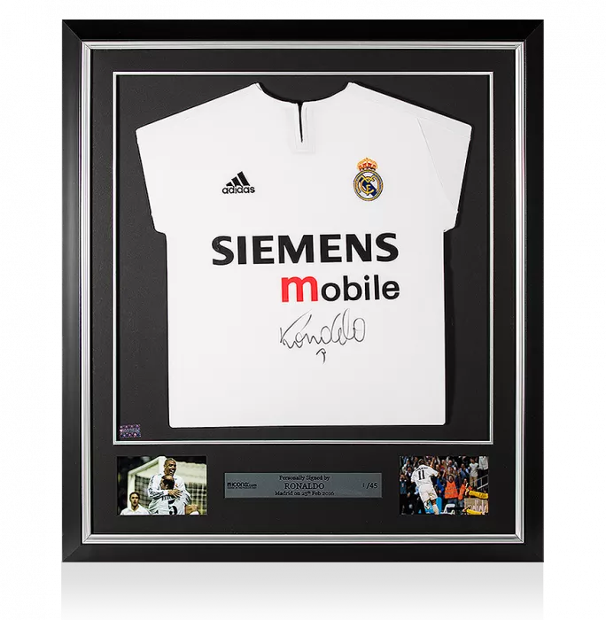 Ronaldo Front Signed And Framed Real Madrid 2003-04 Home Shirt