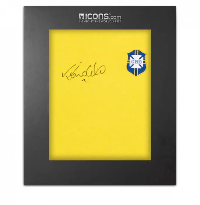 Ronaldo Front Signed Brazil 1970 Home Shirt In Deluxe Packaging