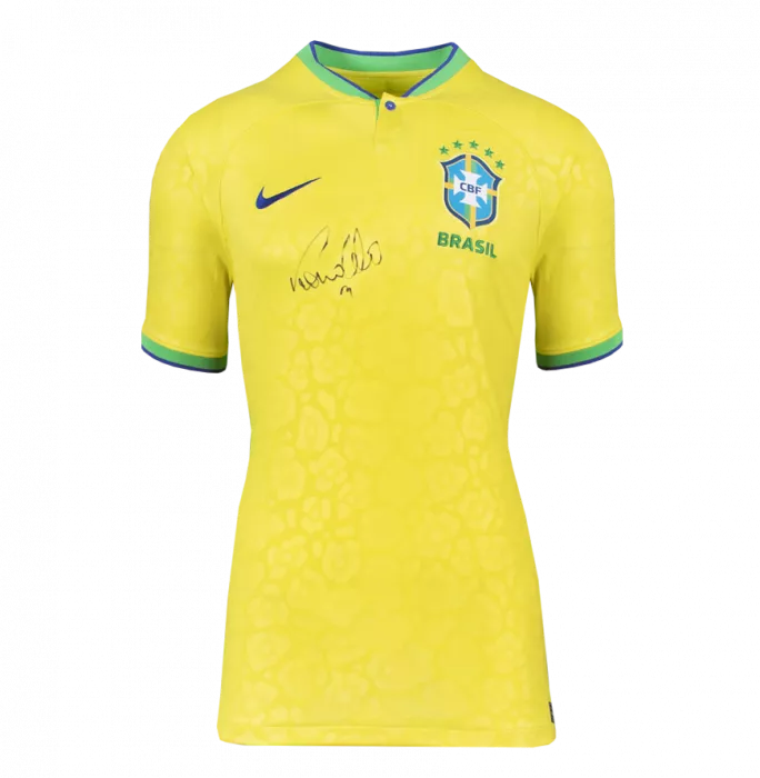 Ronaldo Front Signed Modern Brazil Home Shirt In Deluxe Packaging
