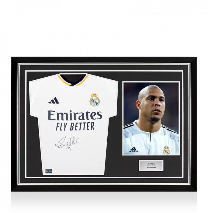 Ronaldo Front Signed Modern Real Madrid CF Home Shirt In Hero Frame: Option 1