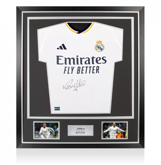 Ronaldo Front Signed Modern Real Madrid CF Home Shirt In Classic Frame