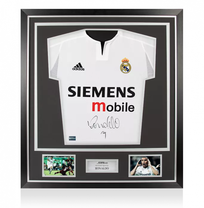Ronaldo Front Signed Real Madrid 2003-04 Home Shirt In Classic Frame