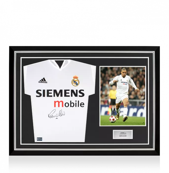 Ronaldo Front Signed Real Madrid CF 2004-05 Home Shirt In Hero Frame: Option 1