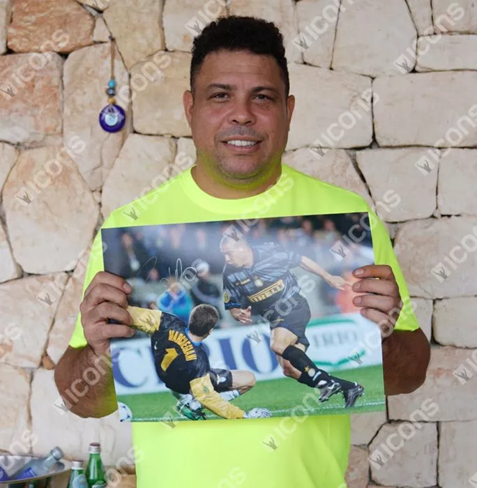 Ronaldo Internazionale & Ronaldo Real Madrid Signed Photos In Dual Photo Frame