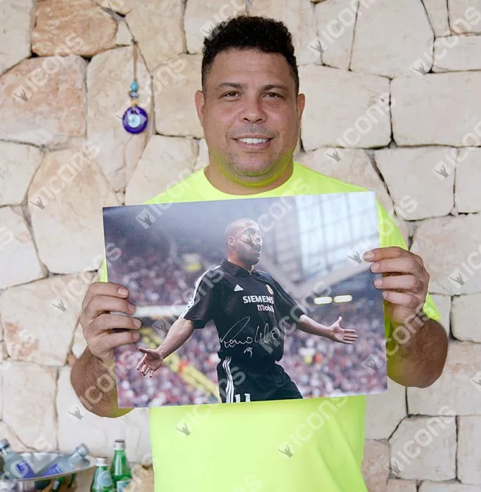 Ronaldo Internazionale & Ronaldo Real Madrid Signed Photos In Dual Photo Frame