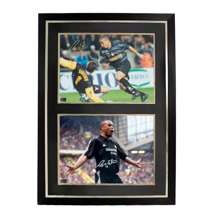 Ronaldo Internazionale & Ronaldo Real Madrid Signed Photos In Dual Photo Frame