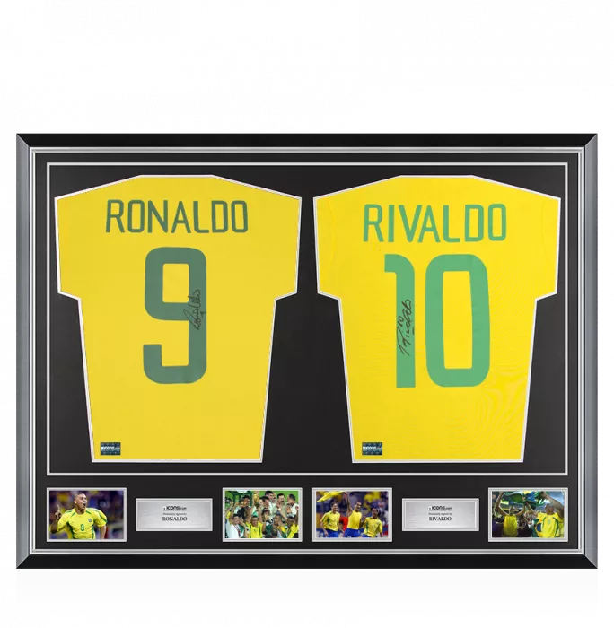 Ronaldo Nazario & Rivaldo Signed Brazil Shirts In Classic Dual Frame