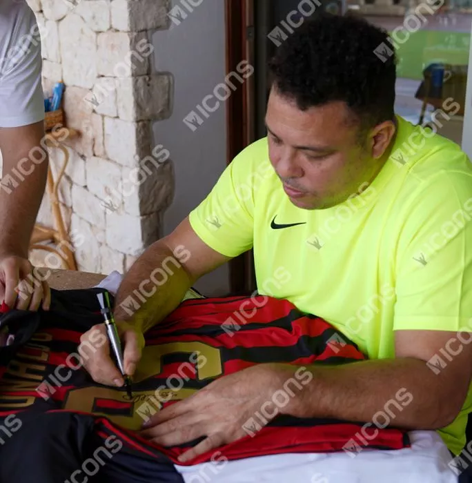 Ronaldo Official AC Milan Back Signed And Framed Modern Home Shirt With Fan Style Numbers