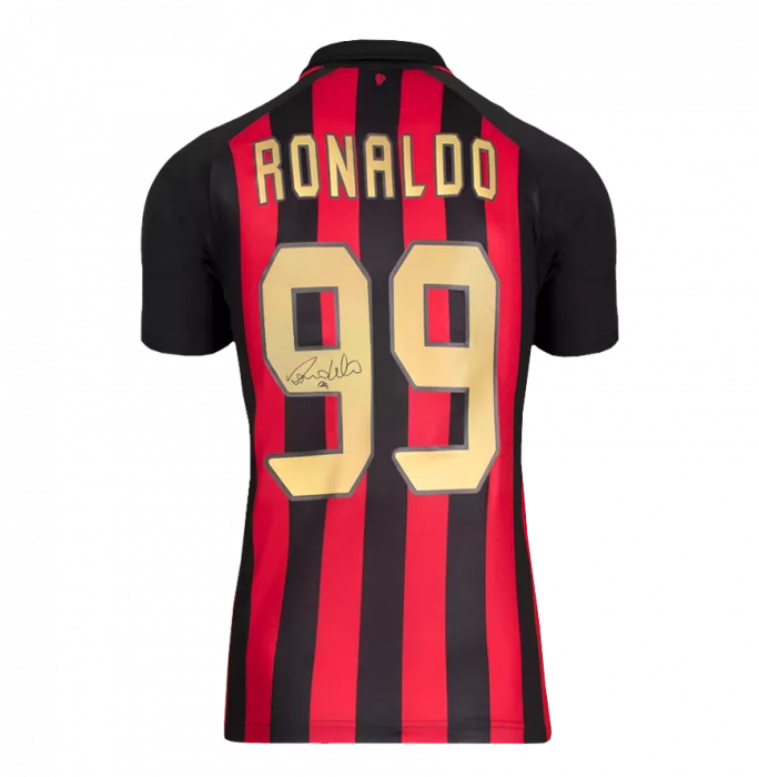 Ronaldo Official AC Milan Back Signed Modern AC Milan Home Shirt: Signed Across Number