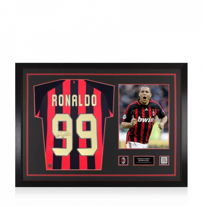Ronaldo Official AC Milan Back Signed Modern AC Milan Home Shirt: Signed Across Number