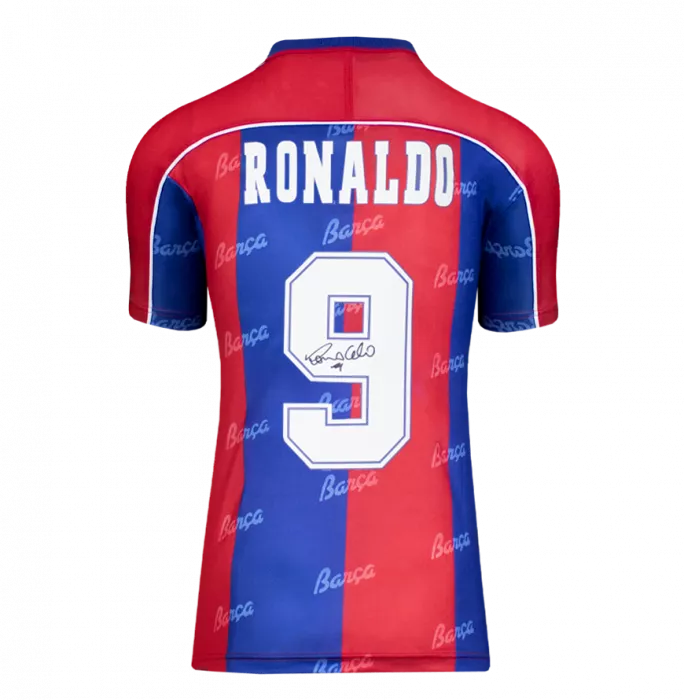 Ronaldo Official FC Barcelona Back Signed And Framed 1994 Home Shirt