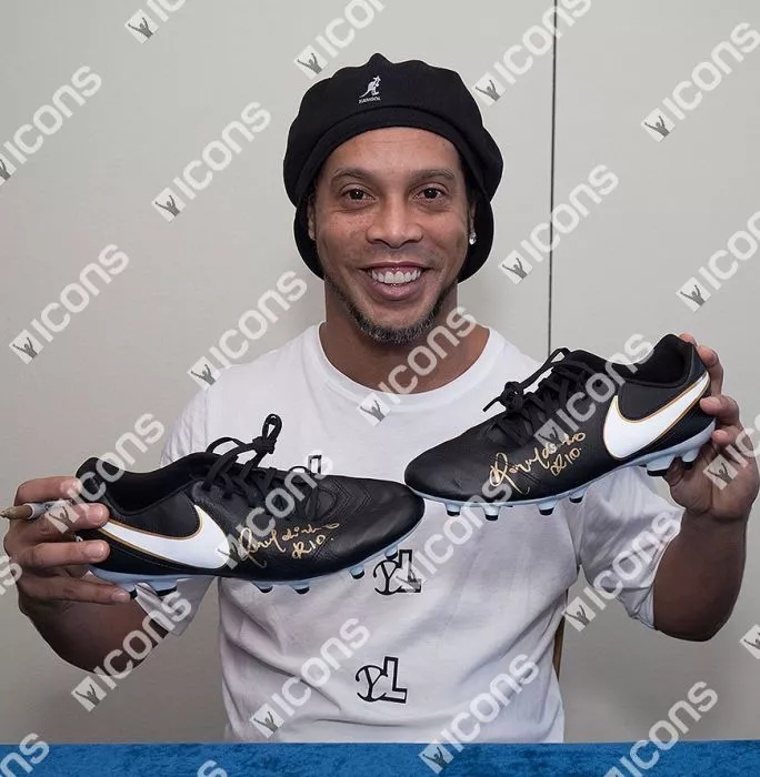 Ronaldo Ronaldinho & Rivaldo Signed Nike Boot Brazil Master Frame