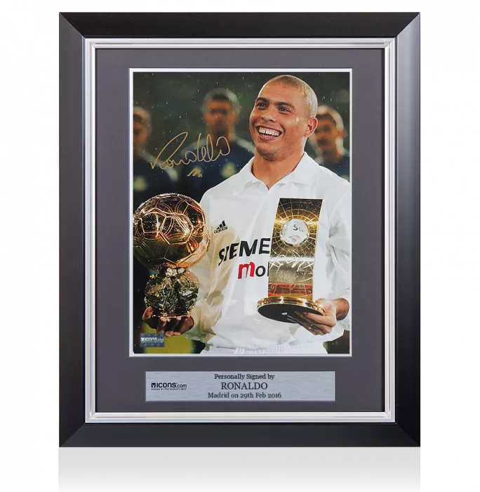 Ronaldo Signed and Framed Real Madrid Photo: 2002 Ballon d'Or Winner