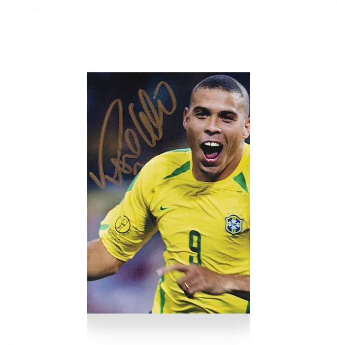 Ronaldo Signed Mini Brazil Photo: 2002 FIFA World Cup Winner
