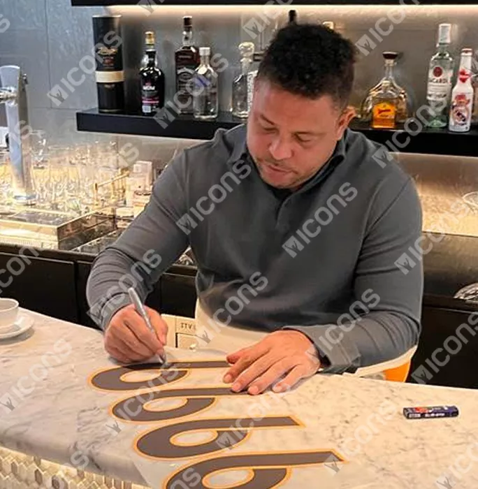Ronaldo Signed Modern Real Madrid Home Shirt With Fan Style Number In Hero Frame: Option 1
