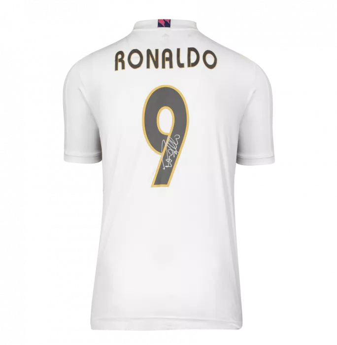 Ronaldo Signed Modern Real Madrid Home Shirt With Fan Style Number In Classic Frame