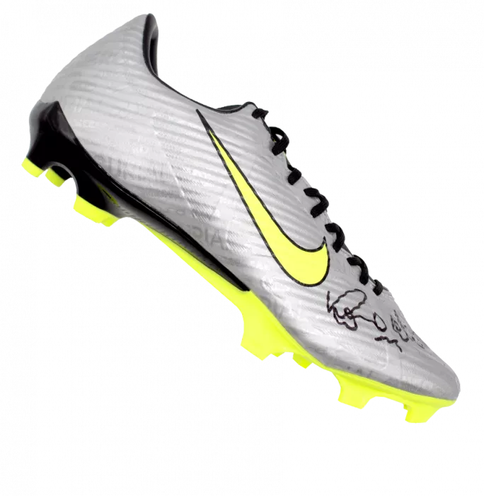 Ronaldo Signed Silver Nike Mercurial Boot In Acrylic Case
