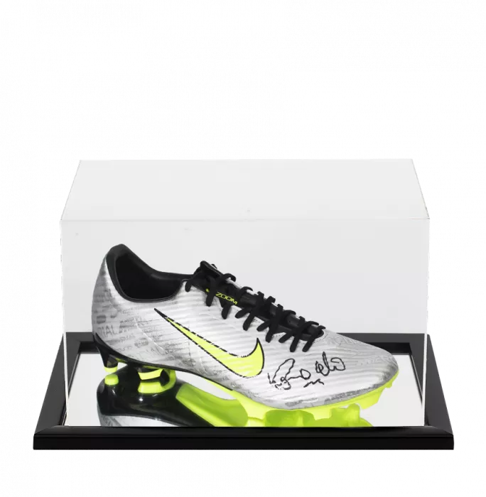 Ronaldo Signed Silver Nike Mercurial Boot In Acrylic Case
