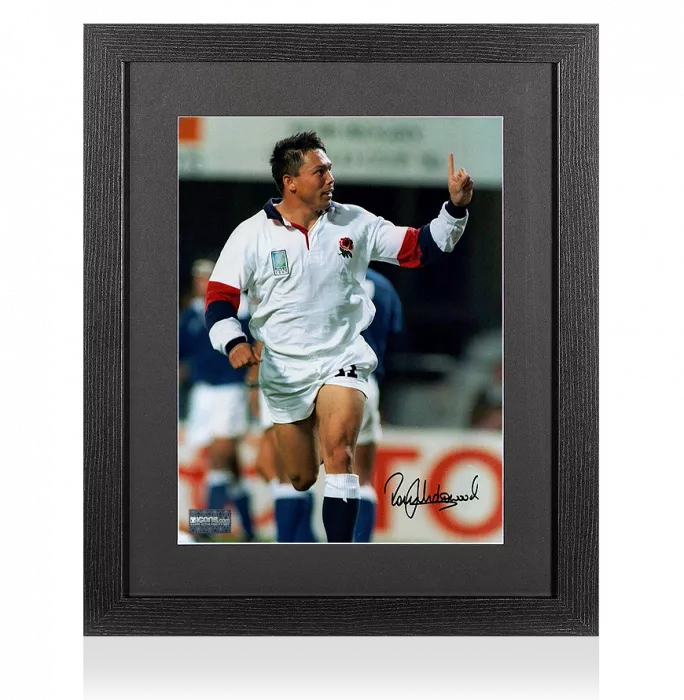 Rory Underwood Signed England Rugby Photo In Black Wooden Frame
