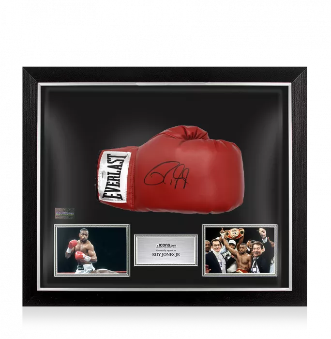 Roy Jones Jr Signed Everlast Red Boxing Glove In Bubble Frame: Option 1