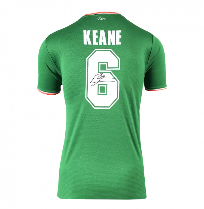 Roy Keane Back Signed Ireland Home Shirt In Classic Frame