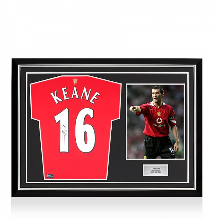 Roy Keane Back Signed Manchester United 2021-22 Home Shirt In Hero Frame: Option 1