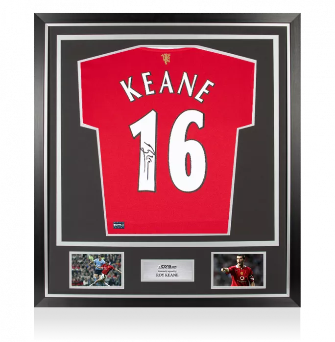 Roy Keane Back Signed Manchester United 2021-22 Home Shirt In Classic Frame