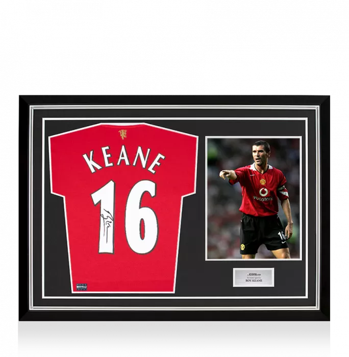 Roy Keane Back Signed Manchester United 2021-22 Home Shirt In Hero Frame: Option 1