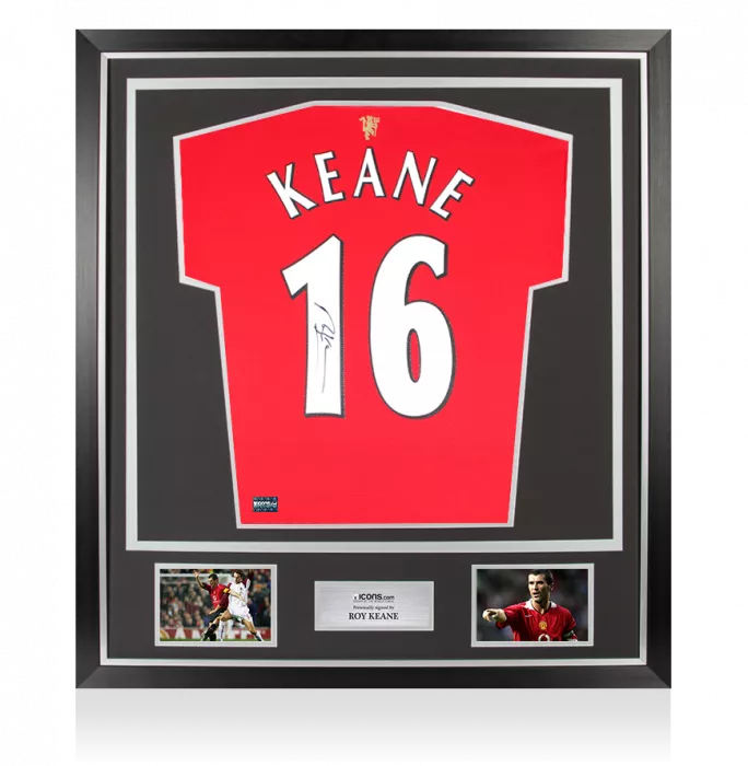 Roy Keane Back Signed Manchester United 2021-22 Home Shirt In Classic Frame