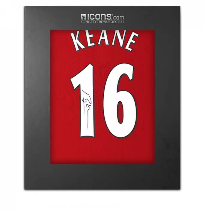 Roy Keane Back Signed Manchester United 2022-23 Home Shirt with Fan Style Numbers In Deluxe Packaging