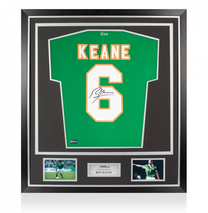 Roy Keane Back Signed Republic Of Ireland Home Shirt In Classic Frame