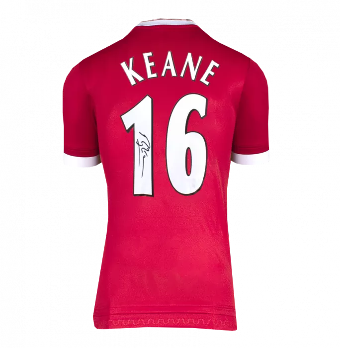 Roy Keane Official UEFA Champions League Back Signed And Hero Framed Manchester United 2015-16 Home Shirt With Fan Style Numbers