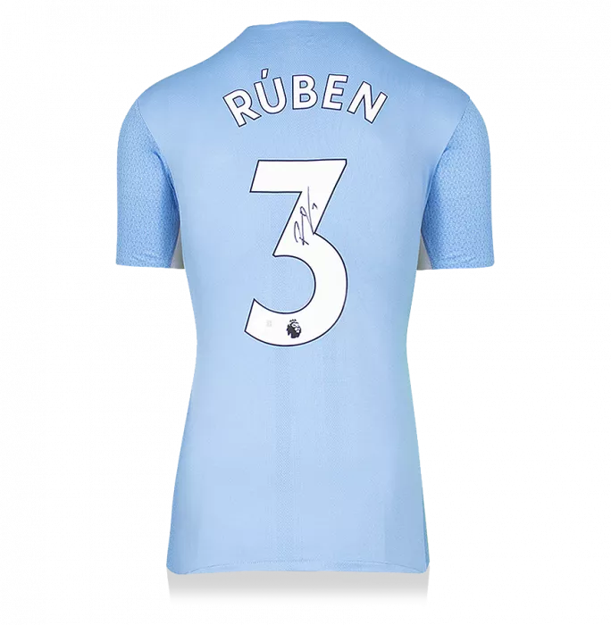 Ruben Dias Back Signed Manchester City 2021-22 Home Shirt