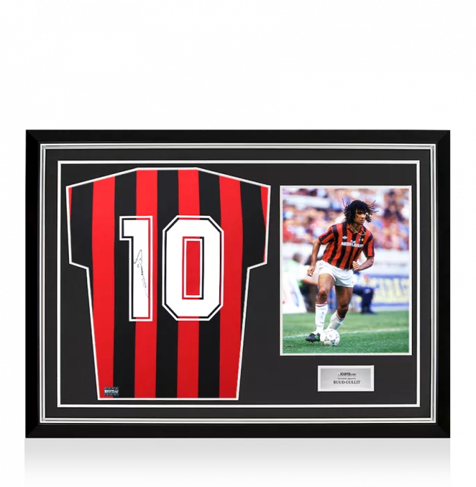 Ruud Gullit Back Signed AC Milan 1988 Home Shirt In Hero Frame: Option 1