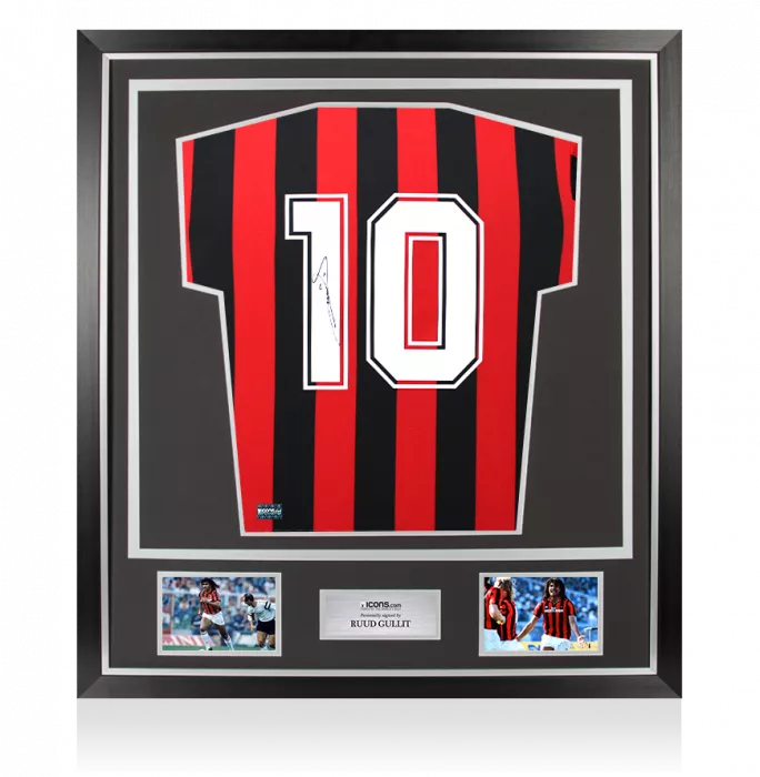 Ruud Gullit Back Signed AC Milan 1988 Home Shirt In Classic Frame