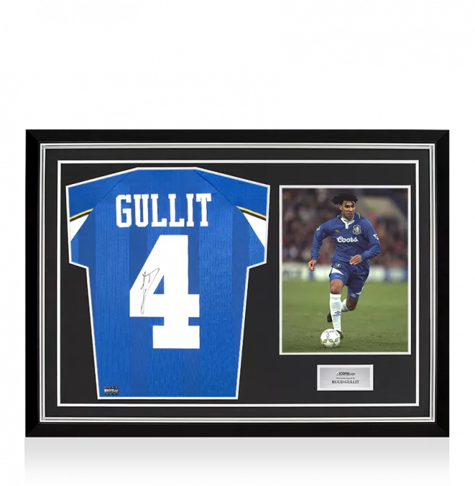 Ruud Gullit Back Signed Chelsea 1998 ECWC Shirt In Hero Frame: Option 1