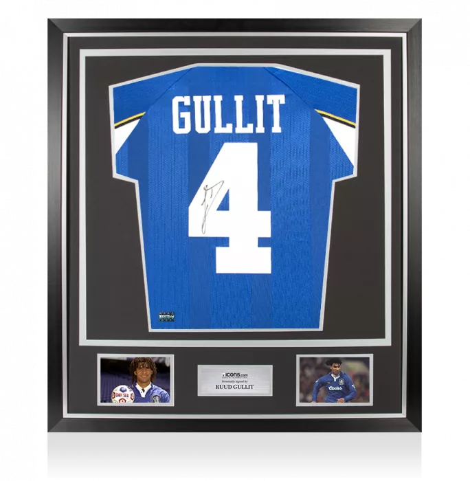 Ruud Gullit Back Signed Chelsea 1998 ECWC Shirt In Classic Frame