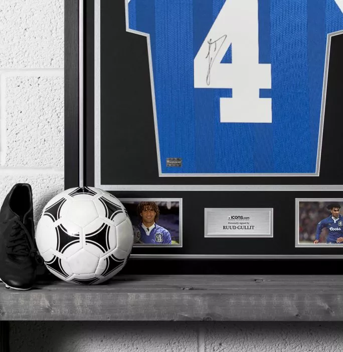 Ruud Gullit Back Signed Chelsea 1998 ECWC Shirt In Classic Frame