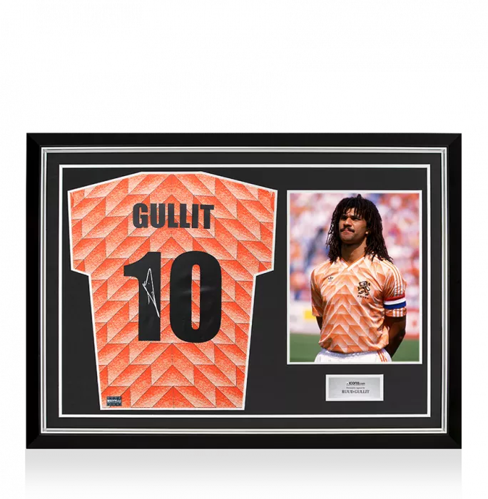 Ruud Gullit Back Signed Netherlands 1988 Home Shirt In Hero Frame: Option 1