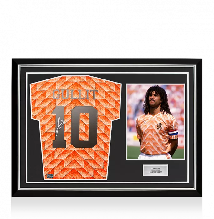 Ruud Gullit Back Signed Netherlands Retro 1988 Home Shirt In Hero Frame: Option 1