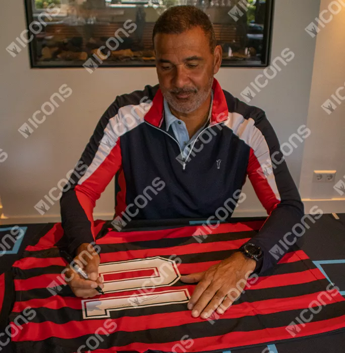 Ruud Gullit Back Signed Retro AC Milan Home Shirt In Classic Frame