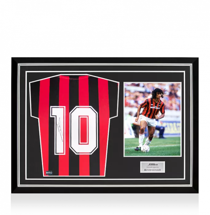 Ruud Gullit Back Signed Retro AC Milan Home Shirt Home Shirt In Hero Frame: Option 1