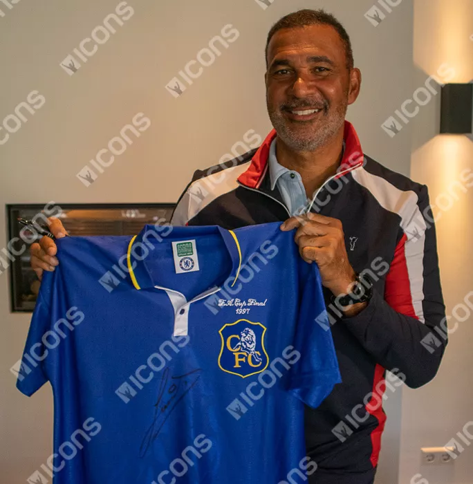 Ruud Gullit Front Signed Retro Chelsea Home Shirt: 1997 FA Cup Final Edition