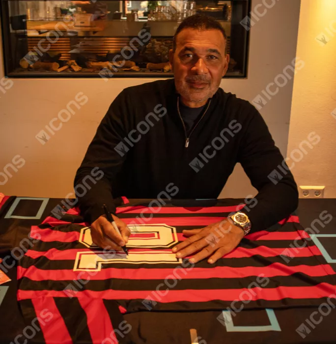 Ruud Gullit Official AC Milan Back Signed And Framed Retro Home Shirt