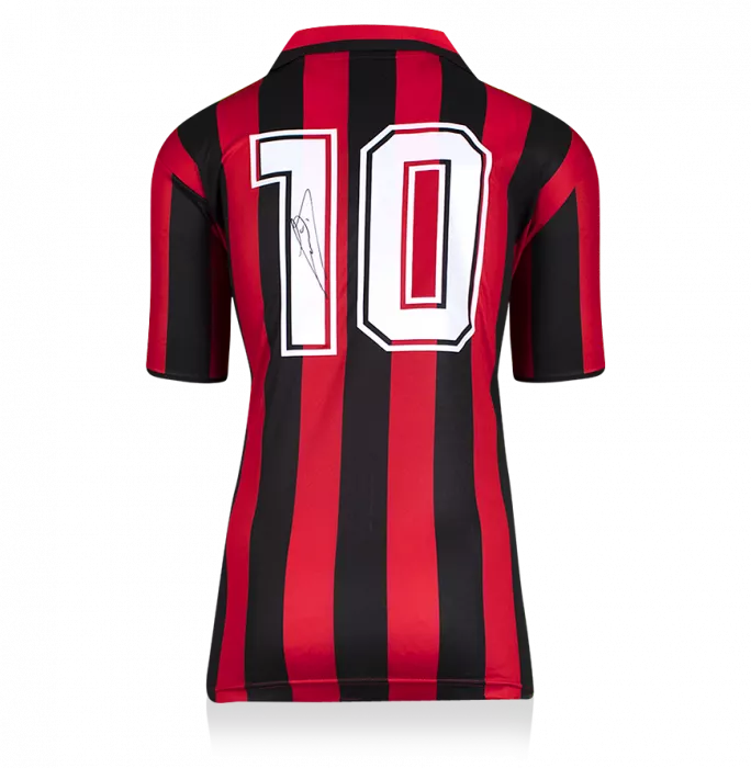 Ruud Gullit Official AC Milan Back Signed And Framed Retro Home Shirt
