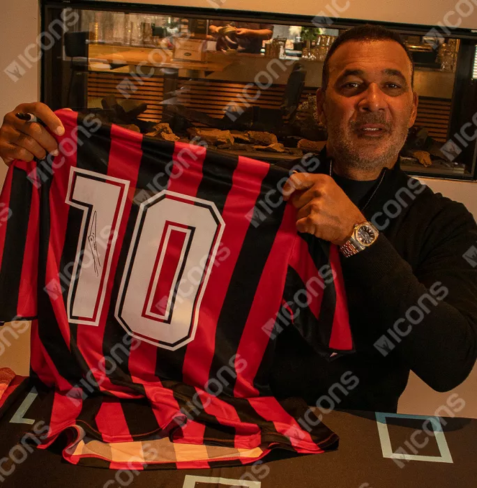 Ruud Gullit Official AC Milan Back Signed And Framed Retro Home Shirt