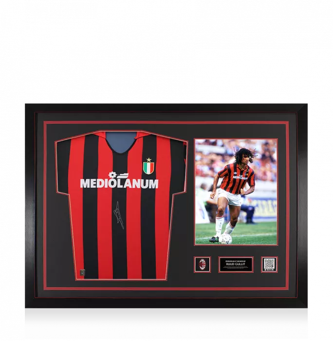 Ruud Gullit Official AC Milan Front Signed and Framed 1988 Home Shirt